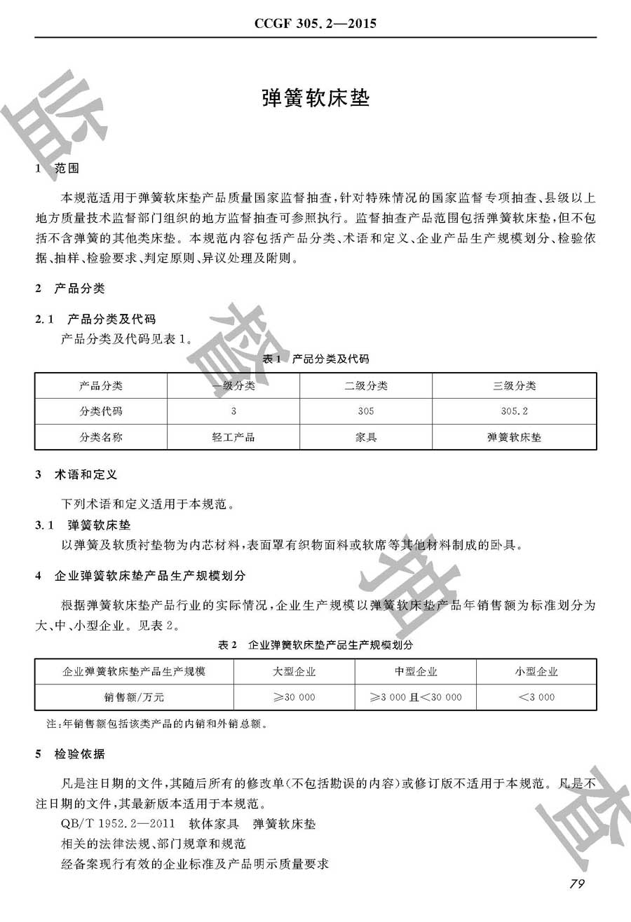 弹簧软床垫产品质量雷竞技新官网实施规范